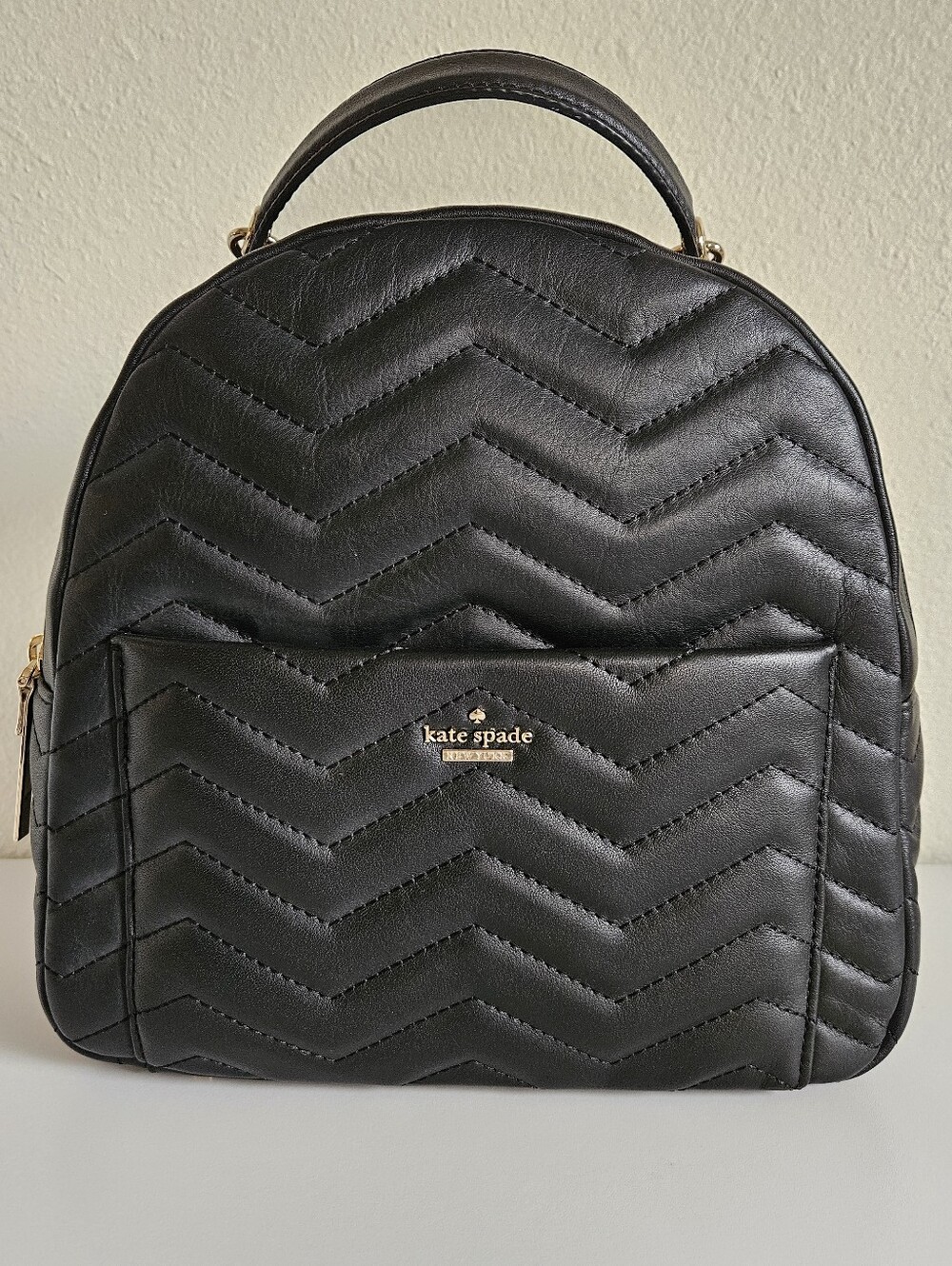 Kate Spade Black Chevron Quilted Backpack